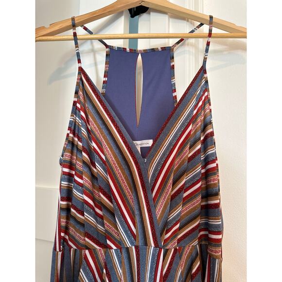 BCBGeneration Multicolored Striped Keyhole Faux Wrap Maxi Dress Size Medium - Picture 1 of 8